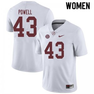 NCAA Women's Alabama Crimson Tide #43 Daniel Powell Stitched College 2019 Nike Authentic White Football Jersey JM17B38QT